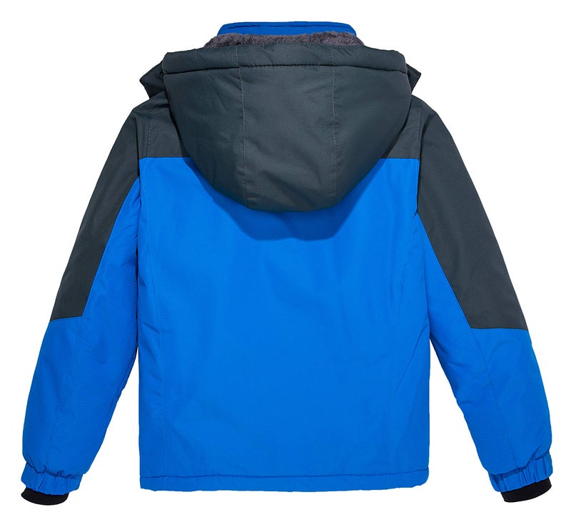 wantdo Boys' Thick Ski Jacket Warm Winter Coat Fleeced Raincoat Blue 10-12 - Image 2